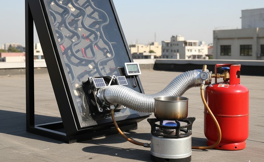 Solar Pre-Heated Air and Gas Combustion System